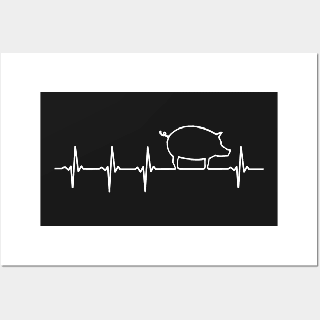 PIG Heartbeat EKG Shirt I Love My Piggy Heart Wall Art by bearsmom42